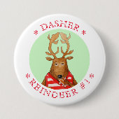 DASHER RENDIER Ronde Pin Button (Voorkant)