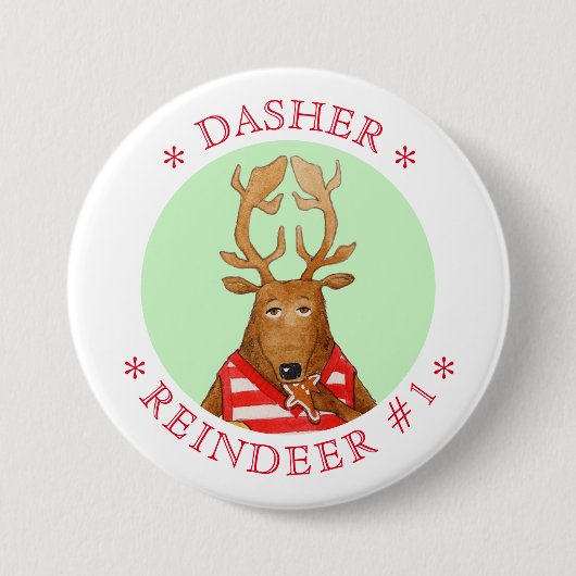 DASHER RENDIER Ronde Pin Button (Voorkant)