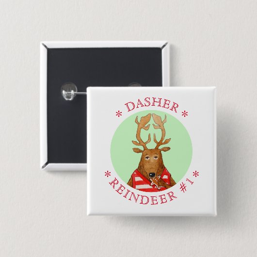 DASHER RENDIER Vierkante Pin Button (Voorkant /achterkant)