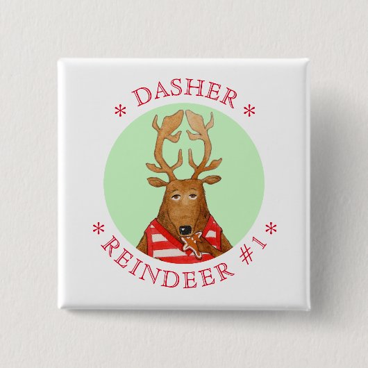 DASHER RENDIER Vierkante Pin Button (Voorkant)