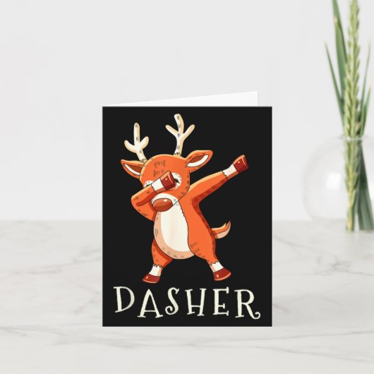 Dasher Santas Reindeers Family Matching Outfit Chr Kaart (Voorkant)