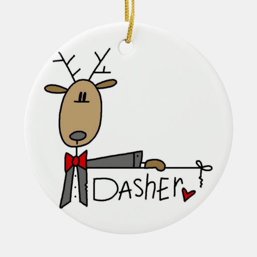 Dasher the Reindeer Kerstkeepomwille Ornament (Voorkant)