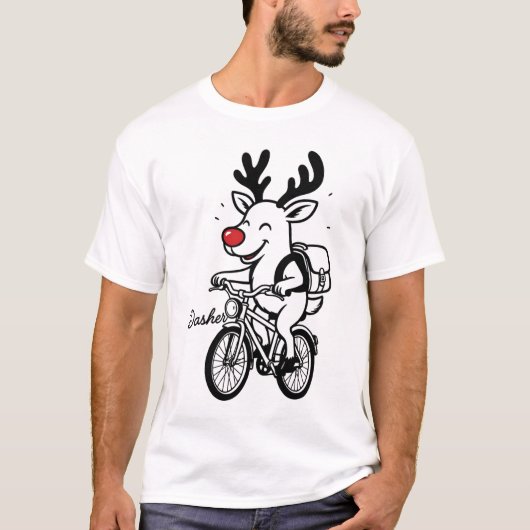 Dasher The Reindeer Riding a Bike T-shirt (Voorkant)