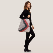 Dashes en Stippen - Red Black Cream - Gepersonalis Crossbody Tas (Op model)