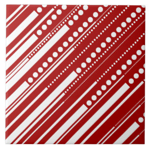 Dashes & Stippen in Rood en Wit Tegeltje