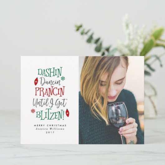 Dashin Dancin Prancin Funny kerstkaarten Feestdagenkaart (Staand voorkant)