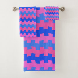 Dashing Blue and Pink Chemistry Bath Towel Set Bad Handdoek