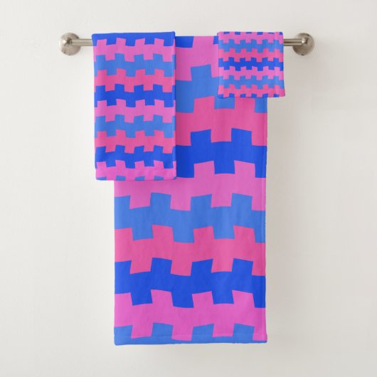 Dashing Blue and Pink Chemistry Bath Towel Set Bad Handdoek (Insitu)