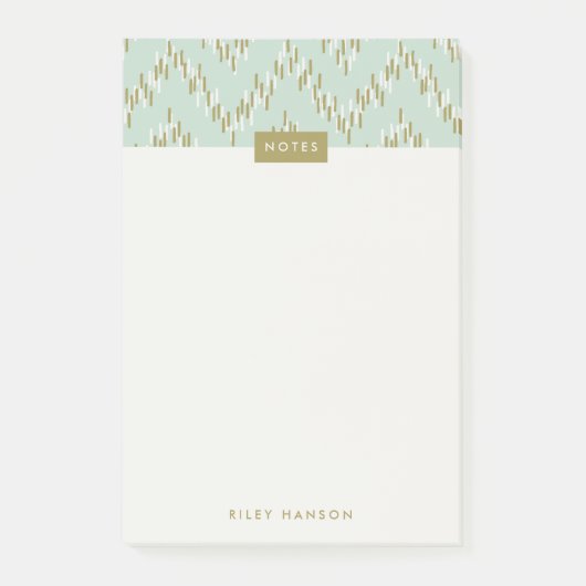 Dashing Boho Ikat Zig Zag Pattern Post-it - Green Post-it® Notes (Voorkant)