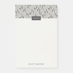 Dashing Boho Ikat Zig Zag Pattern Post-it - Grey Post-it® Notes