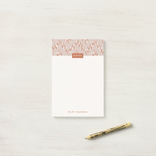 Dashing Boho Ikat Zig Zag Pattern Post-it - Rust Post-it® Notes (Op bureau)