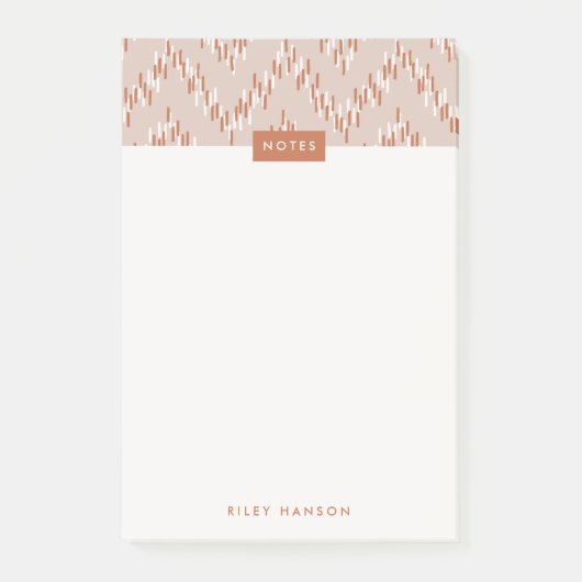 Dashing Boho Ikat Zig Zag Pattern Post-it - Rust Post-it® Notes (Voorkant)