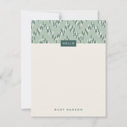 Dashing Boho Ikat Zig Zag Stationery - Blauwgroen (Voorkant)