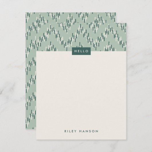 Dashing Boho Ikat Zig Zag Stationery - Blauwgroen (Voorkant / Achterkant)