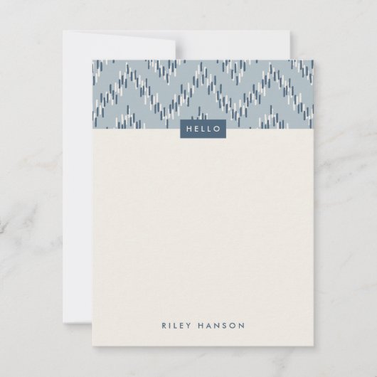 Dashing Boho Ikat Zig Zag Stationery - Blue (Voorkant)