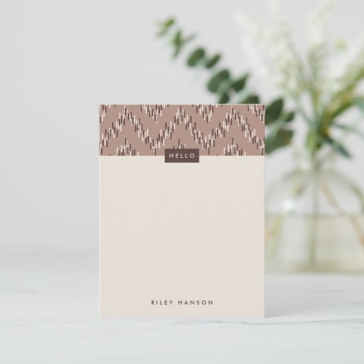 Dashing Boho Ikat Zig Zag Stationery - Brown (Staand voorkant)