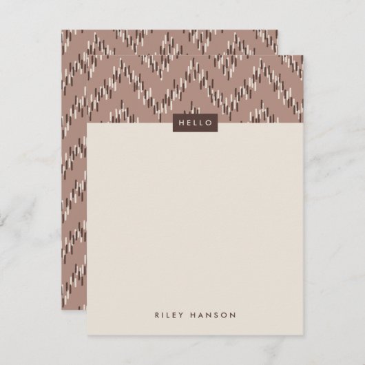 Dashing Boho Ikat Zig Zag Stationery - Brown (Voorkant / Achterkant)