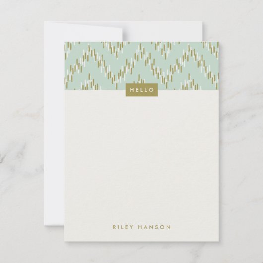 Dashing Boho Ikat Zig Zag Stationery - Green (Voorkant)