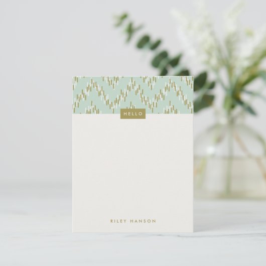 Dashing Boho Ikat Zig Zag Stationery - Green (Staand voorkant)