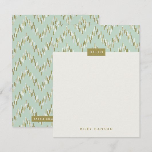 Dashing Boho Ikat Zig Zag Stationery - Green (Voorkant / Achterkant)