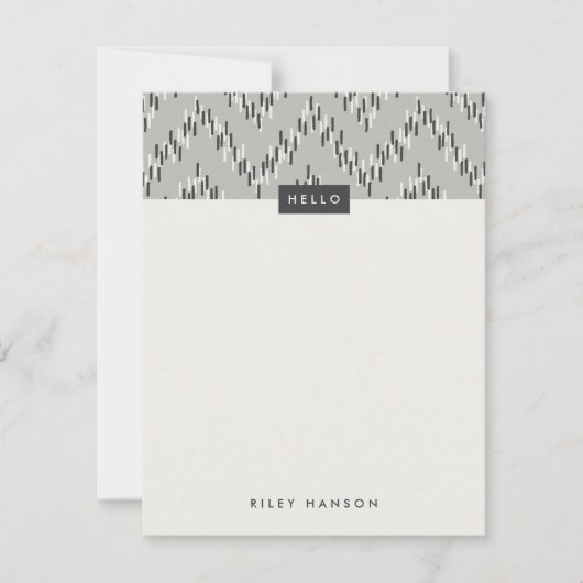 Dashing Boho Ikat Zig Zag Stationery - Grey (Voorkant)