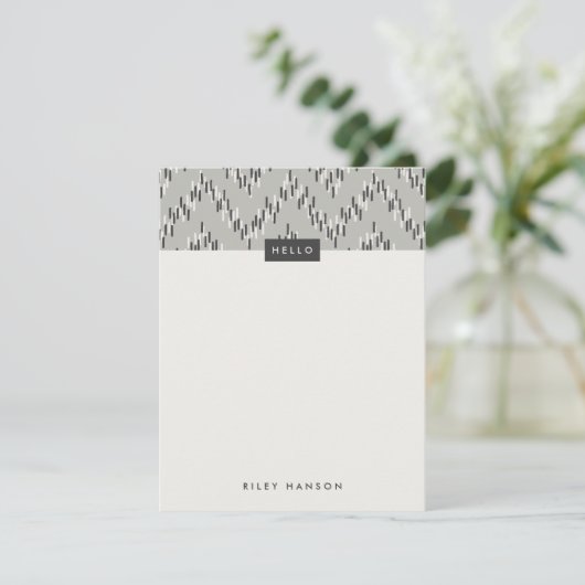 Dashing Boho Ikat Zig Zag Stationery - Grey (Staand voorkant)