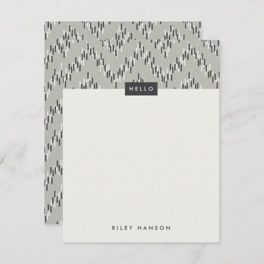 Dashing Boho Ikat Zig Zag Stationery - Grey (Voorkant / Achterkant)