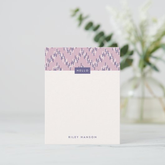 Dashing Boho Ikat Zig Zag Stationery - Paars (Staand voorkant)