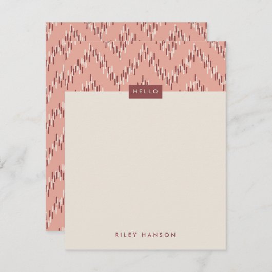 Dashing Boho Ikat Zig Zag Stationery - Red (Voorkant / Achterkant)