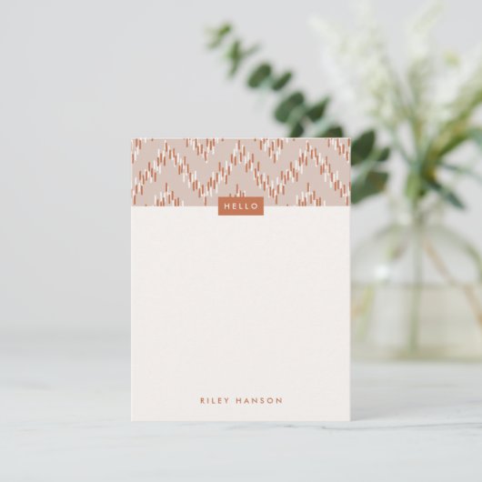 Dashing Boho Ikat Zig Zag Stationery - Rust (Staand voorkant)