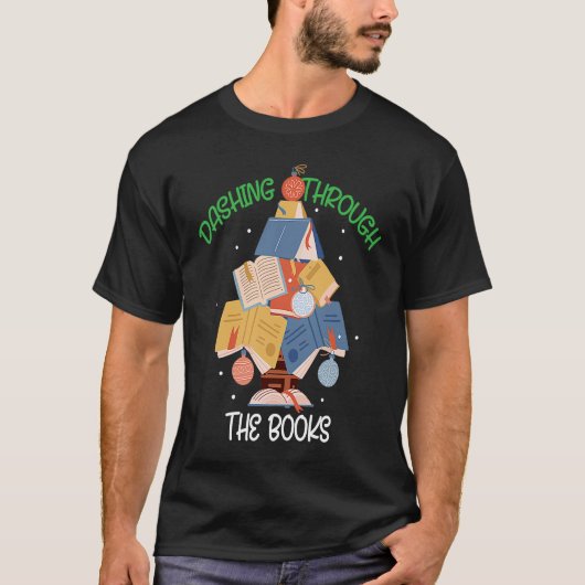 Dashing Books Christmas Xmas Holiday Love Reading T-shirt (Voorkant)