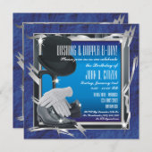 Dashing Custom 5.25 x 5.25 Uitnodigingen - Blauw (Voorkant / Achterkant)