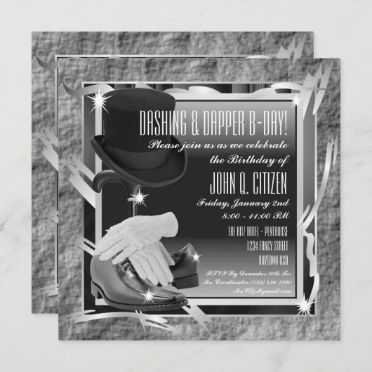 Dashing Custom 5.25 x 5.25 Uitnodigingen - Zilver (Voorkant / Achterkant)