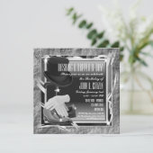 Dashing Custom 5.25 x 5.25 Uitnodigingen - Zilver (Staand voorkant)