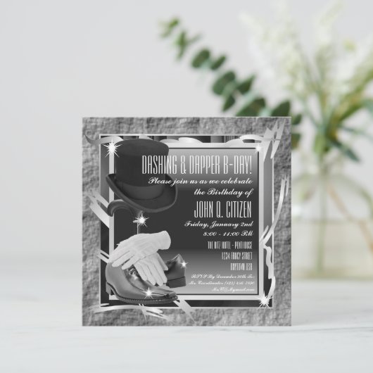 Dashing Custom 5.25 x 5.25 Uitnodigingen - Zilver (Staand voorkant)