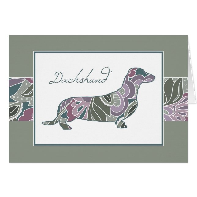 Dashing Dachshund in Sage Blush Garden Pattern (Voorkant Horizontaal)