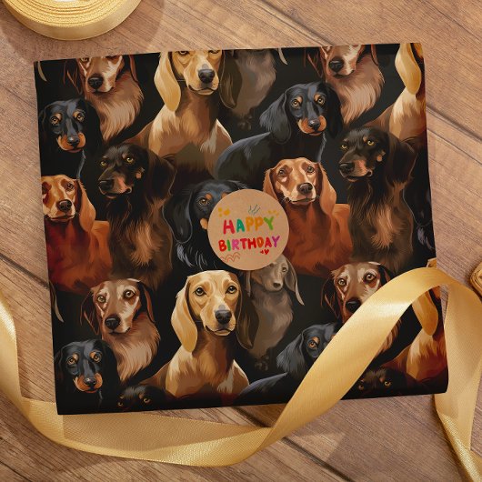 Dashing Dachshunds naadloos patroon Cadeaupapier