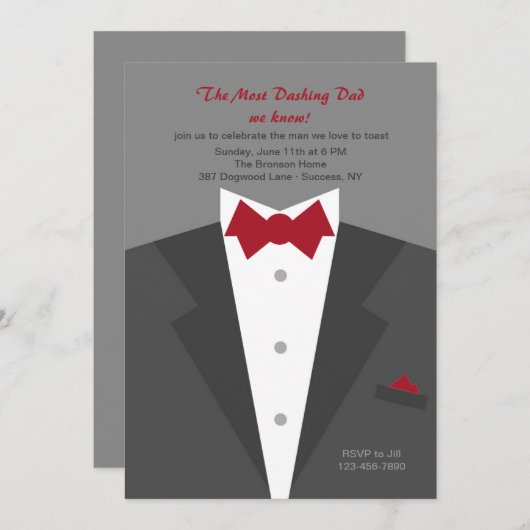 Dashing Dad Vaderdag Invitation Kaart (Voorkant / Achterkant)