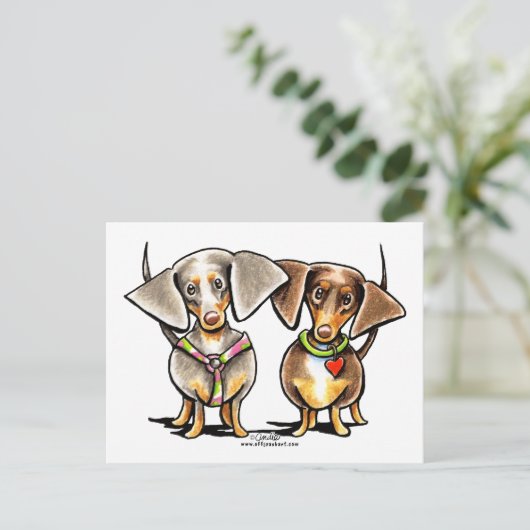 Dashing Dapped Dachshunds Briefkaart (Staand voorkant)