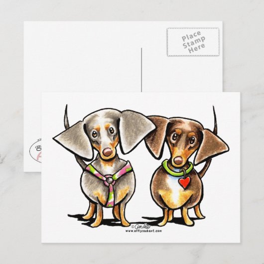 Dashing Dapped Dachshunds Briefkaart (Voorkant / Achterkant)