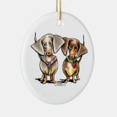 Dashing Dapped Dachshunds Keramisch Ornament (Rechts)