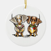 Dashing Dapped Dachshunds Keramisch Ornament (Voorkant)
