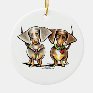 Dashing Dapped Dachshunds Keramisch Ornament