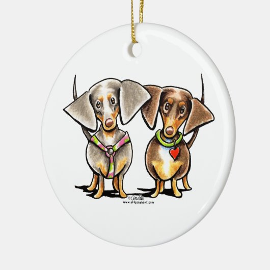 Dashing Dapped Dachshunds Keramisch Ornament (Links)