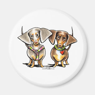 Dashing Dapped Dachshunds Magneet