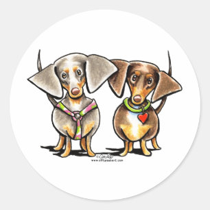 Dashing Dapped Dachshunds Ronde Sticker