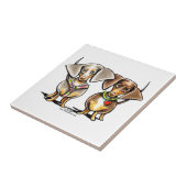 Dashing Dapped Dachshunds Tegeltje (Zijkant)