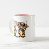 Dashing Dapped Dachshunds Tweekleurige Koffiemok (Voorkant links)