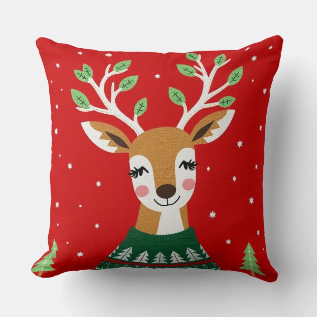 Dashing Deer Kussen (Voorkant)