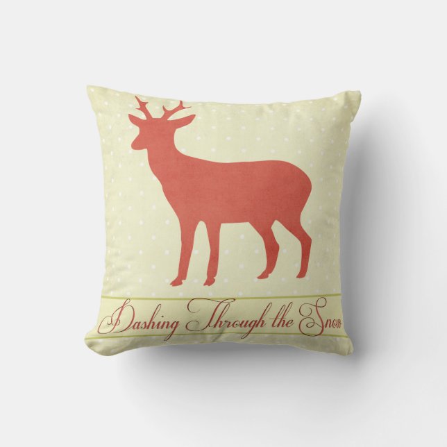 Dashing Deer Pillow - Cream Polka Dots d2 Kussen (Voorkant)